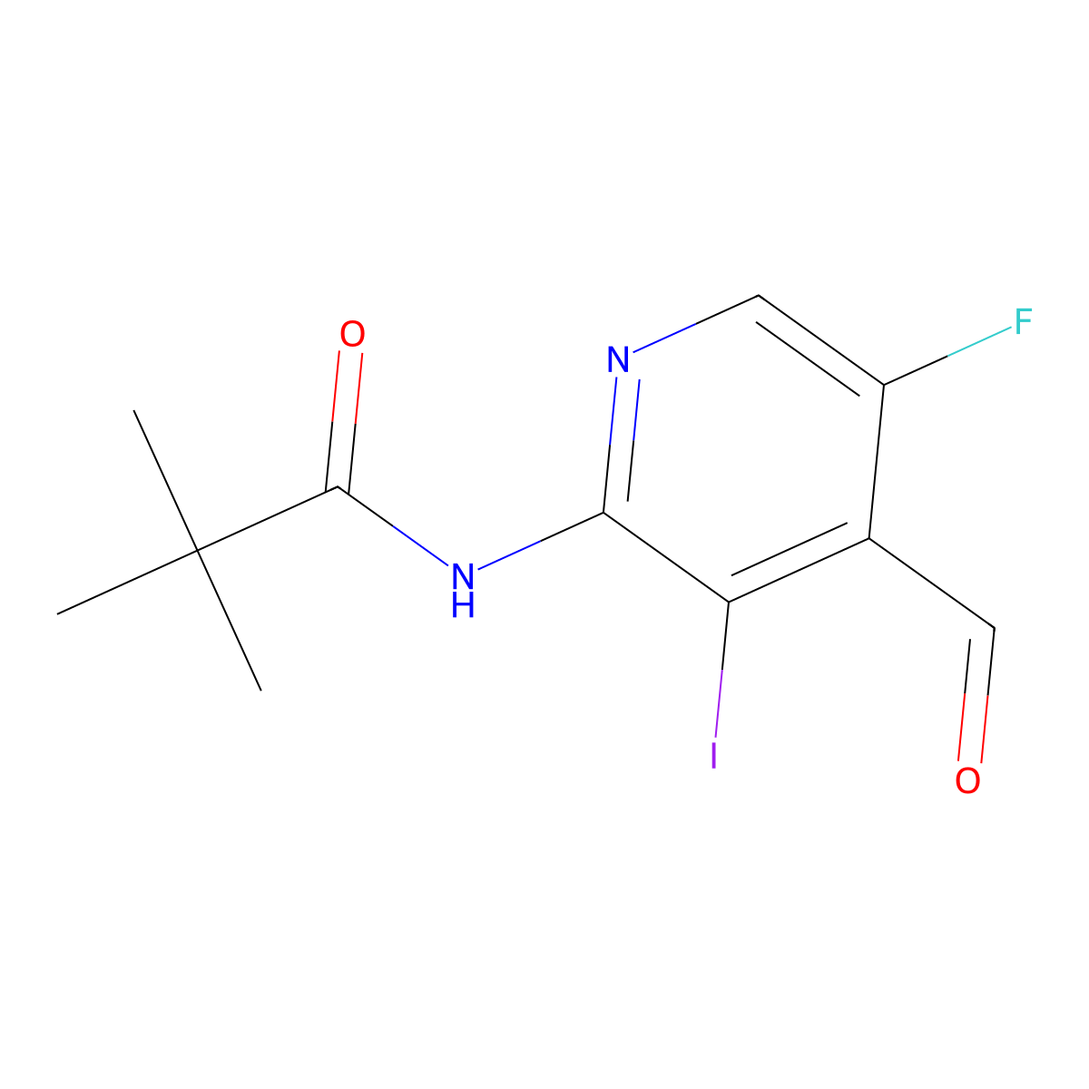N-(5-Fluoro-4-formyl-3-iodopyridin-2-yl)pivalamide molecular structure, CAS 1299607-38-7