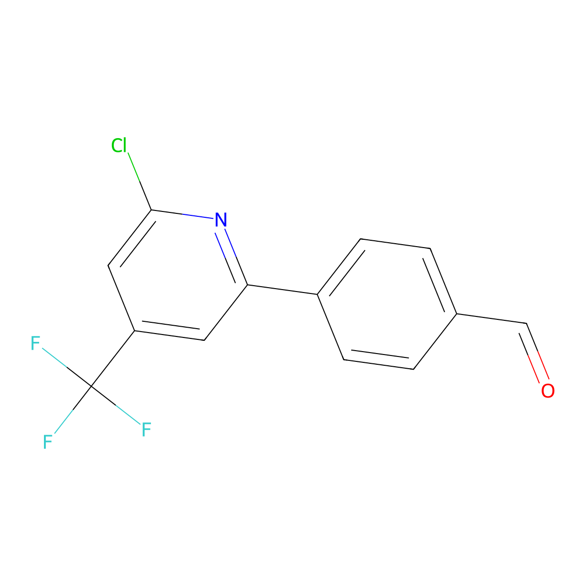 4-(6-Chloro-4-trifluoromethyl-pyridin-2-yl)-benzaldehyde molecular structure, CAS 1299607-45-6
