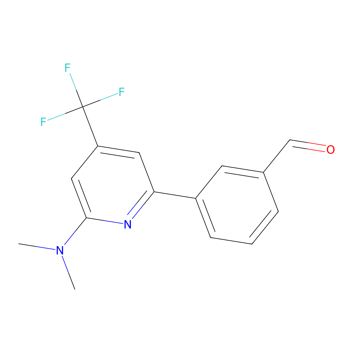 3-(6-(Dimethylamino)-4-(trifluoromethyl)pyridin-2-yl)benzaldehyde molecular structure, CAS 1299607-62-7