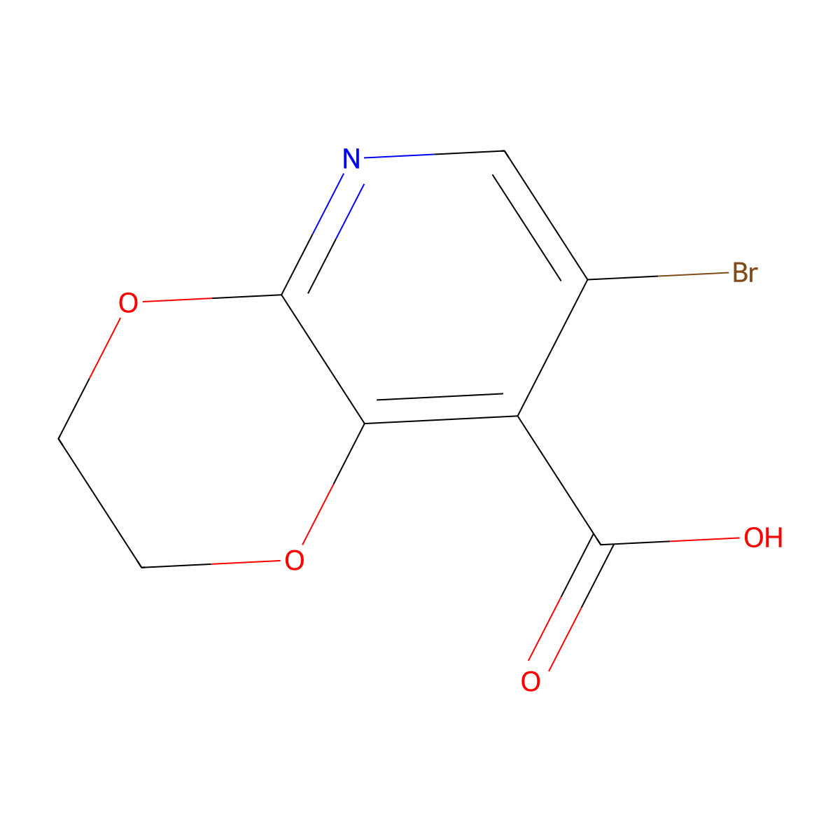 7-Bromo-2,3-dihydro-[1,4]dioxino[2,3-b]pyridine-8-carboxylic acid molecular structure, CAS 1299607-64-9