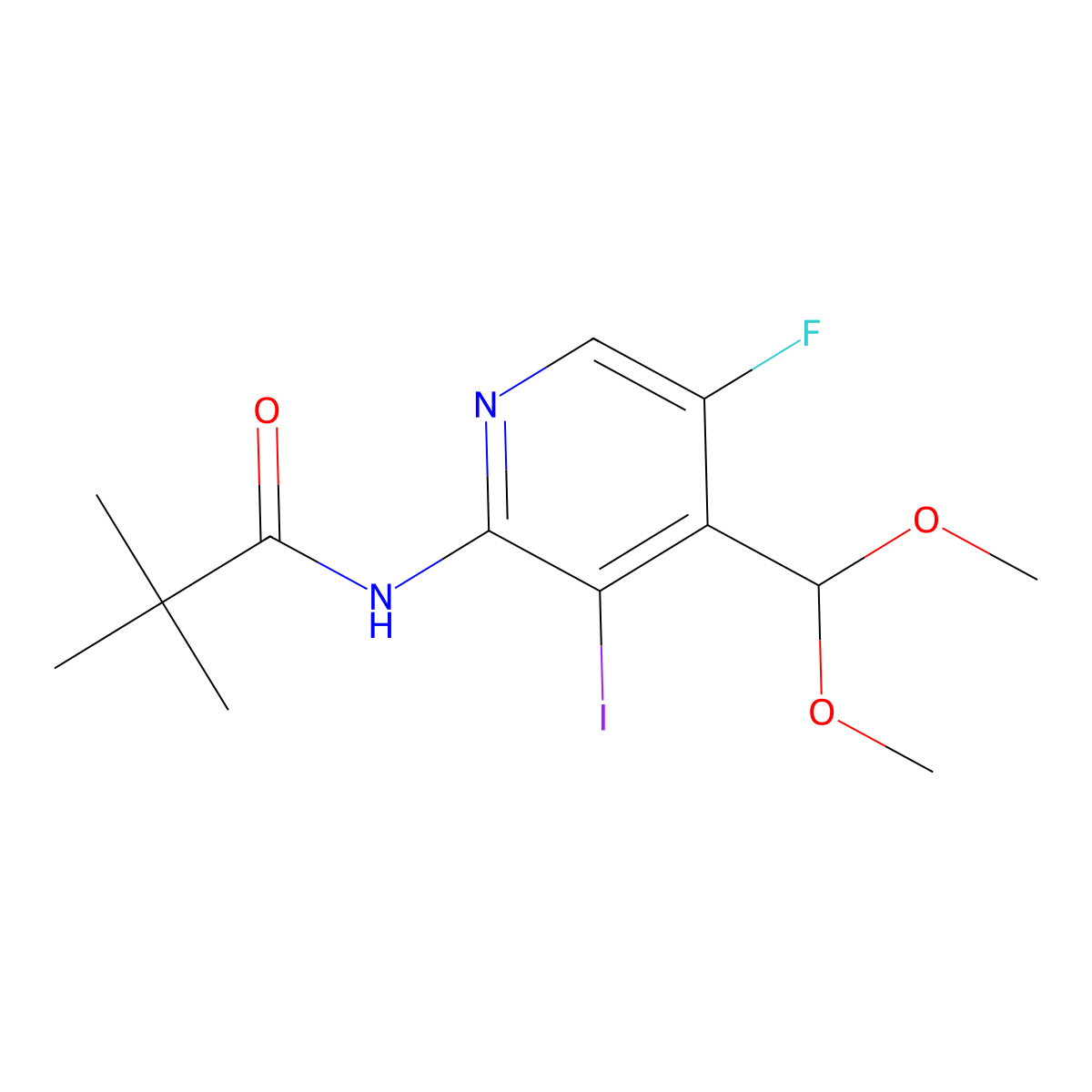 N-(4-(Dimethoxymethyl)-5-fluoro-3-iodopyridin-2-yl)pivalamide molecular structure, CAS 1299607-65-0