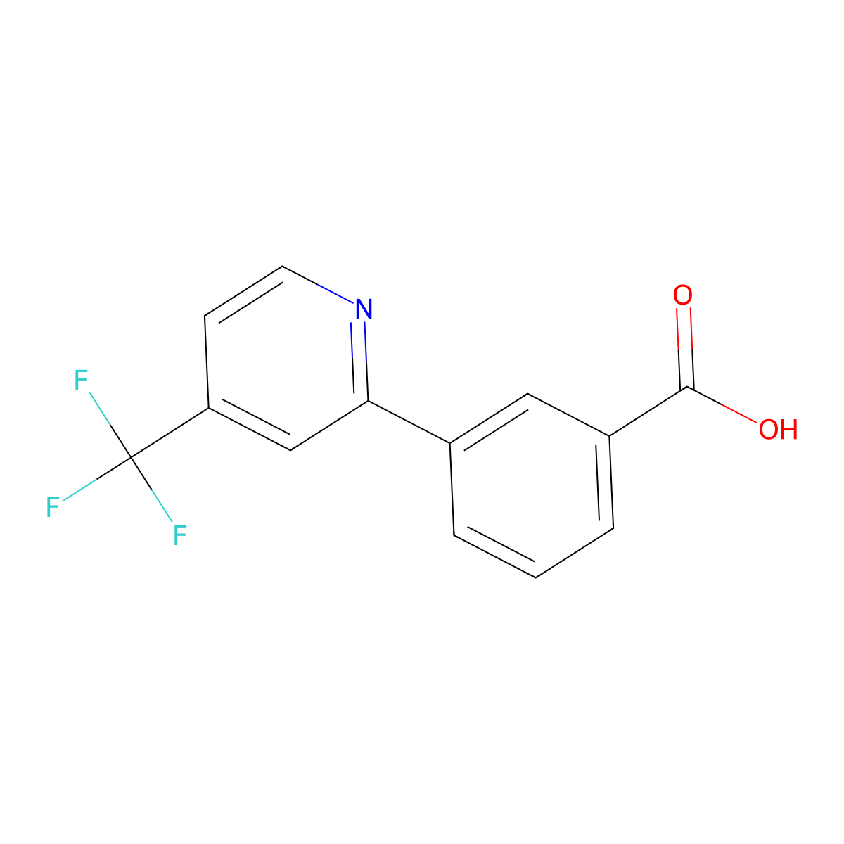 3-(4-Trifluoromethyl-pyridin-2-yl)-benzoic acid molecular structure, CAS 1299607-69-4