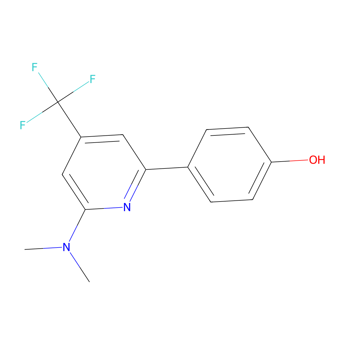 4-(6-Dimethylamino-4-trifluoromethyl-pyridin-2-yl)-phenol molecular structure, CAS 1299607-82-1