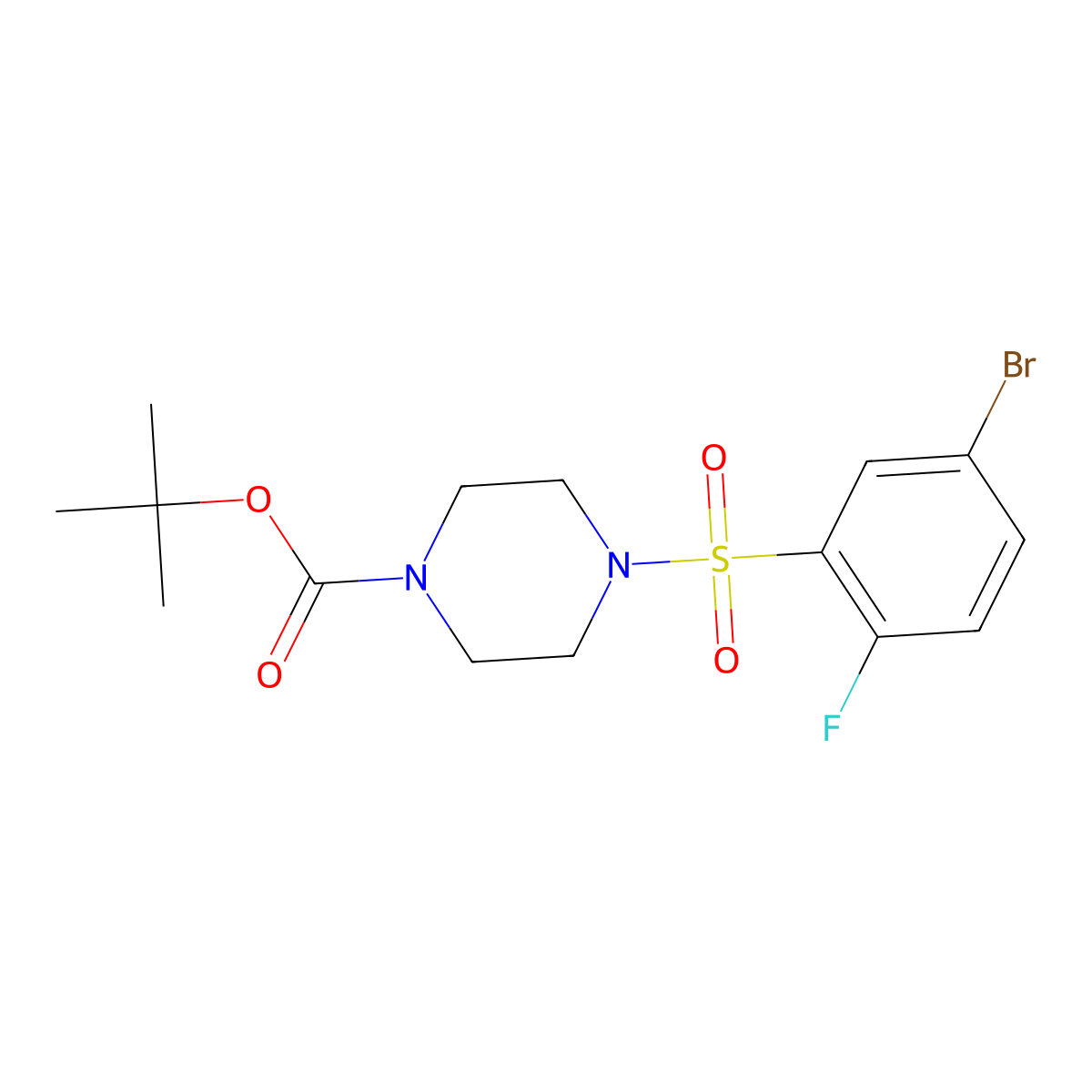 tert-Butyl 4-[(5-bromo-2-fluorobenzene)sulfonyl]piperazine-1-carboxylate molecular structure, CAS 1299672-65-3