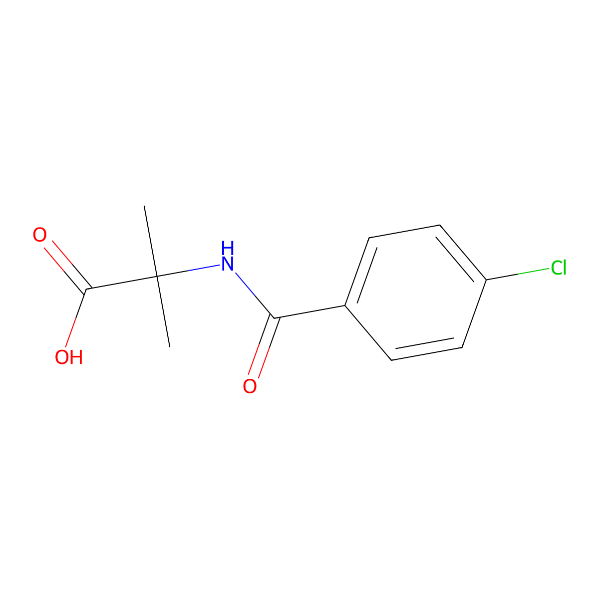2-[(4-Chlorobenzoyl)amino]-2-methylpropanoic acid molecular structure, CAS 129973-02-0