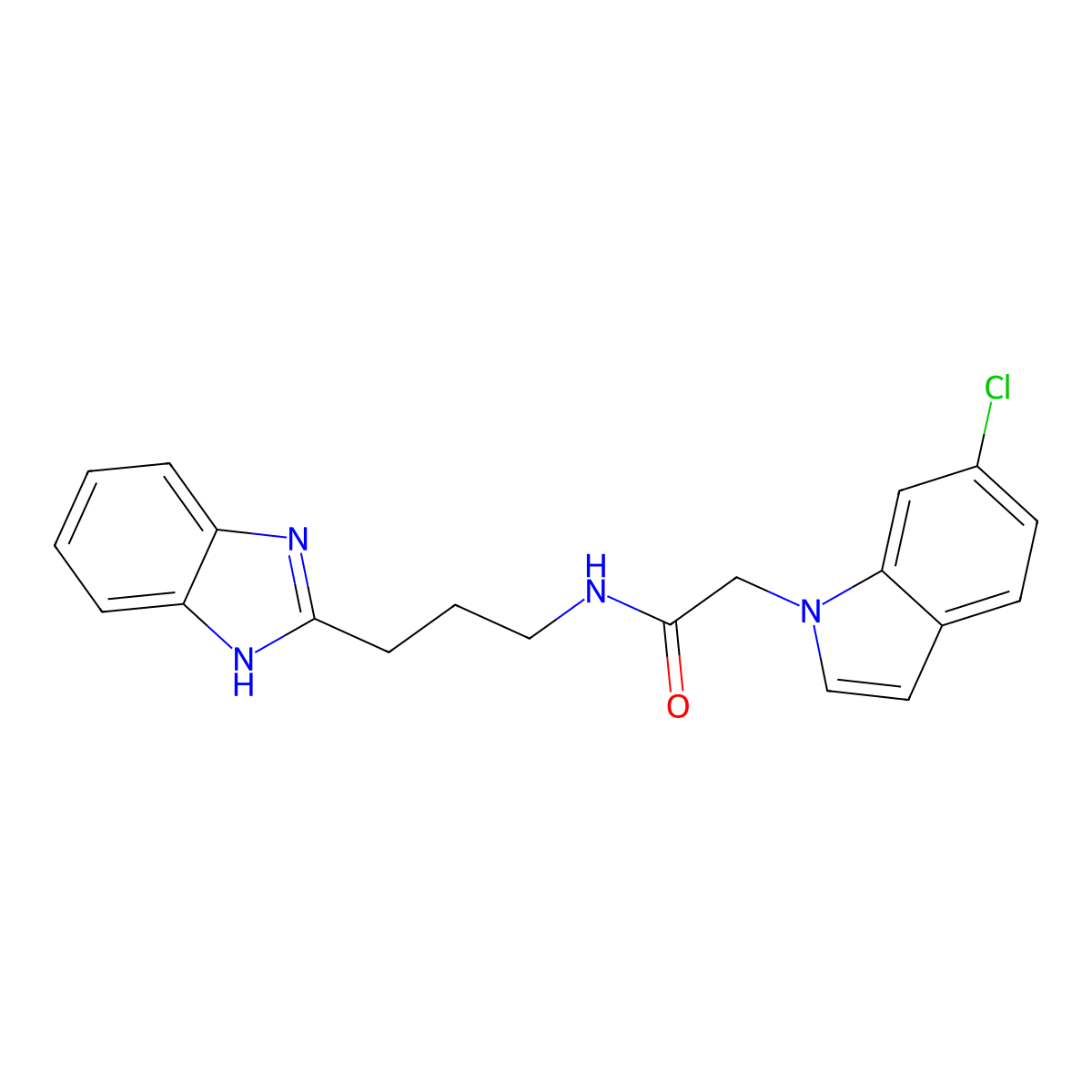 N-[3-(1H-benzimidazol-2-yl)propyl]-2-(6-chloro-1H-indol-1-yl)acetamide molecular structure, CAS 1299800-49-9