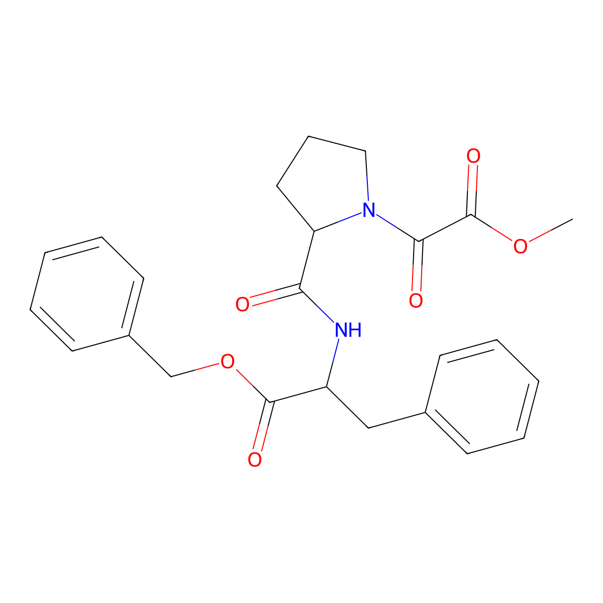 N-(1-(Methoxyoxoacetyl)-D-prolyl)-D-phenylalanine, phenylmethyl ester molecular structure, CAS 129988-00-7