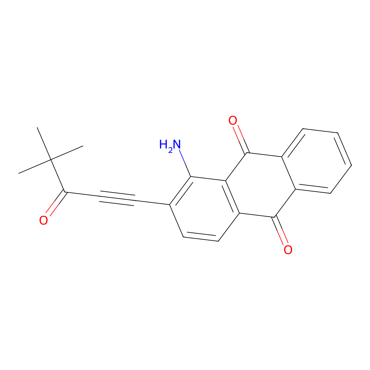 9,10-Anthracenedione, 1-amino-2-(4,4-dimethyl-3-oxo-1-pentynyl)- molecular structure, CAS 129995-14-8
