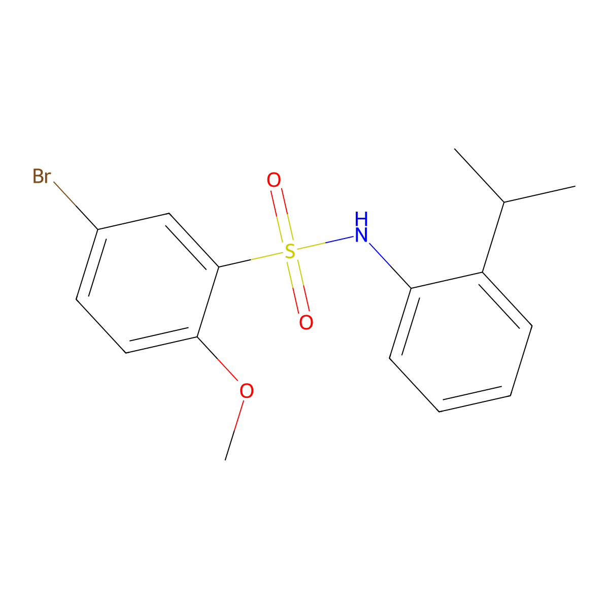 5-bromo-2-methoxy-N-(2-propan-2-ylphenyl)benzenesulfonamide molecular structure, CAS 1299958-55-6