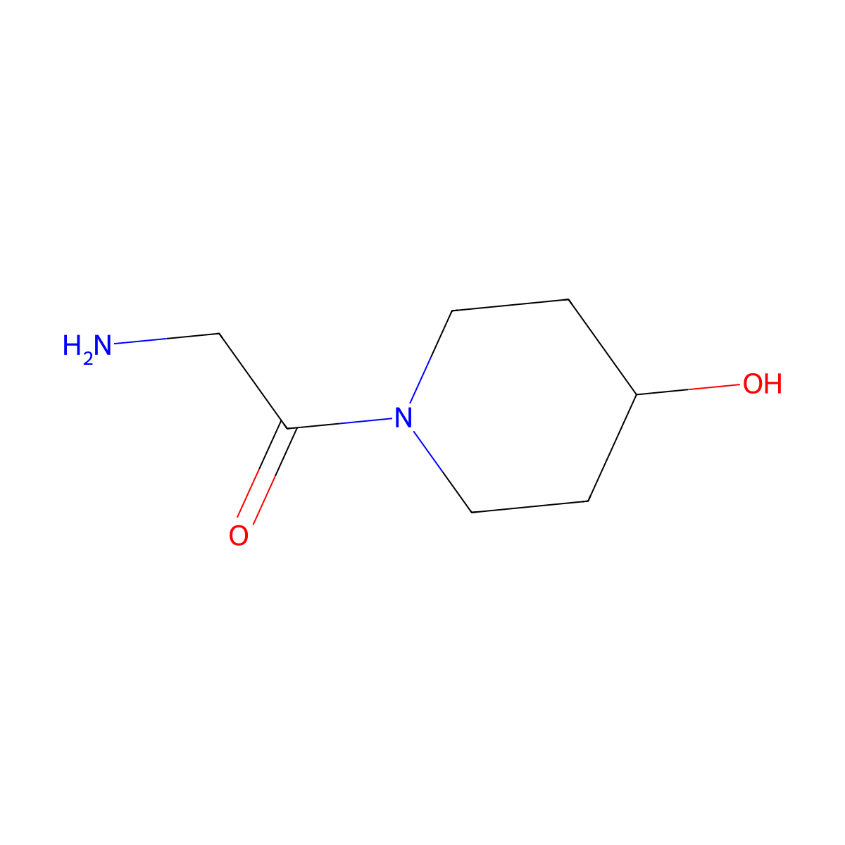 2-Amino-1-(4-hydroxypiperidin-1-yl)ethan-1-one molecular structure, CAS 129999-43-5