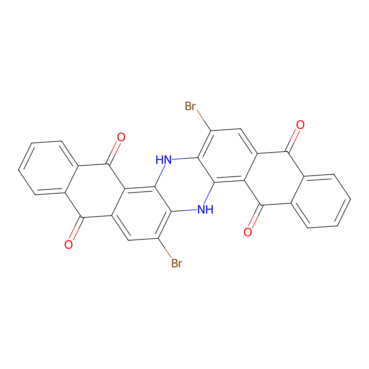 15,30-Dibromo-2,17-diazaheptacyclo[16.12.0.03,16.04,13.06,11.019,28.021,26]triaconta-1(30),3,6,8,10,13,15,18,21,23,25,28-dodecaene-5,12,20,27-tetrone molecular structure, CAS 130-19-8