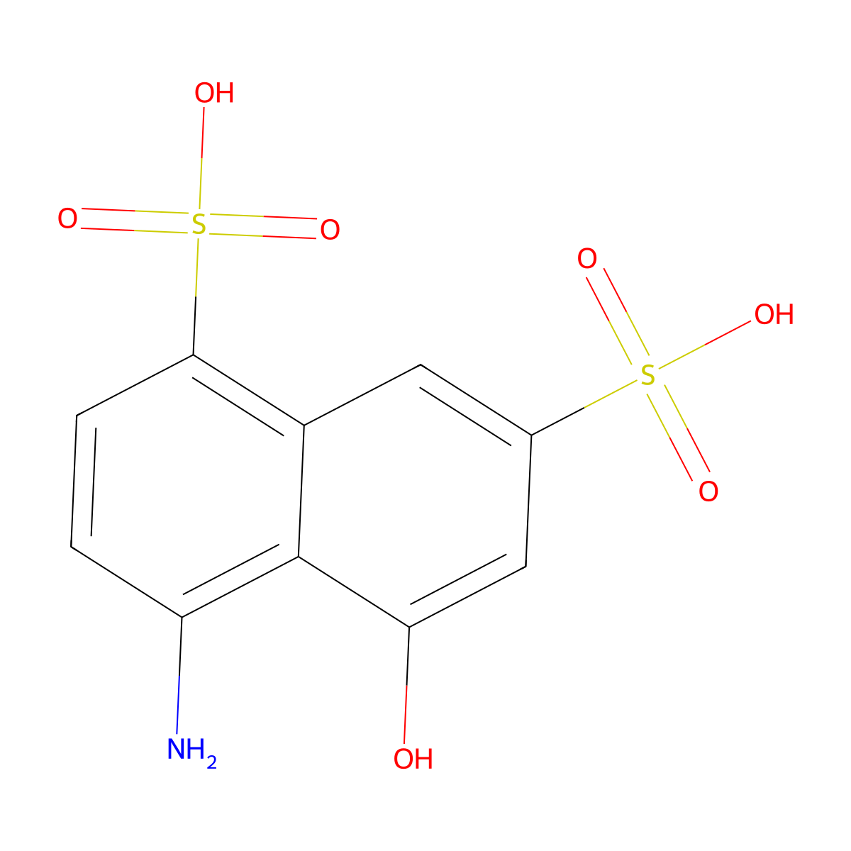 4-Amino-5-hydroxy-1,7-naphthalenedisulfonic acid molecular structure, CAS 130-23-4