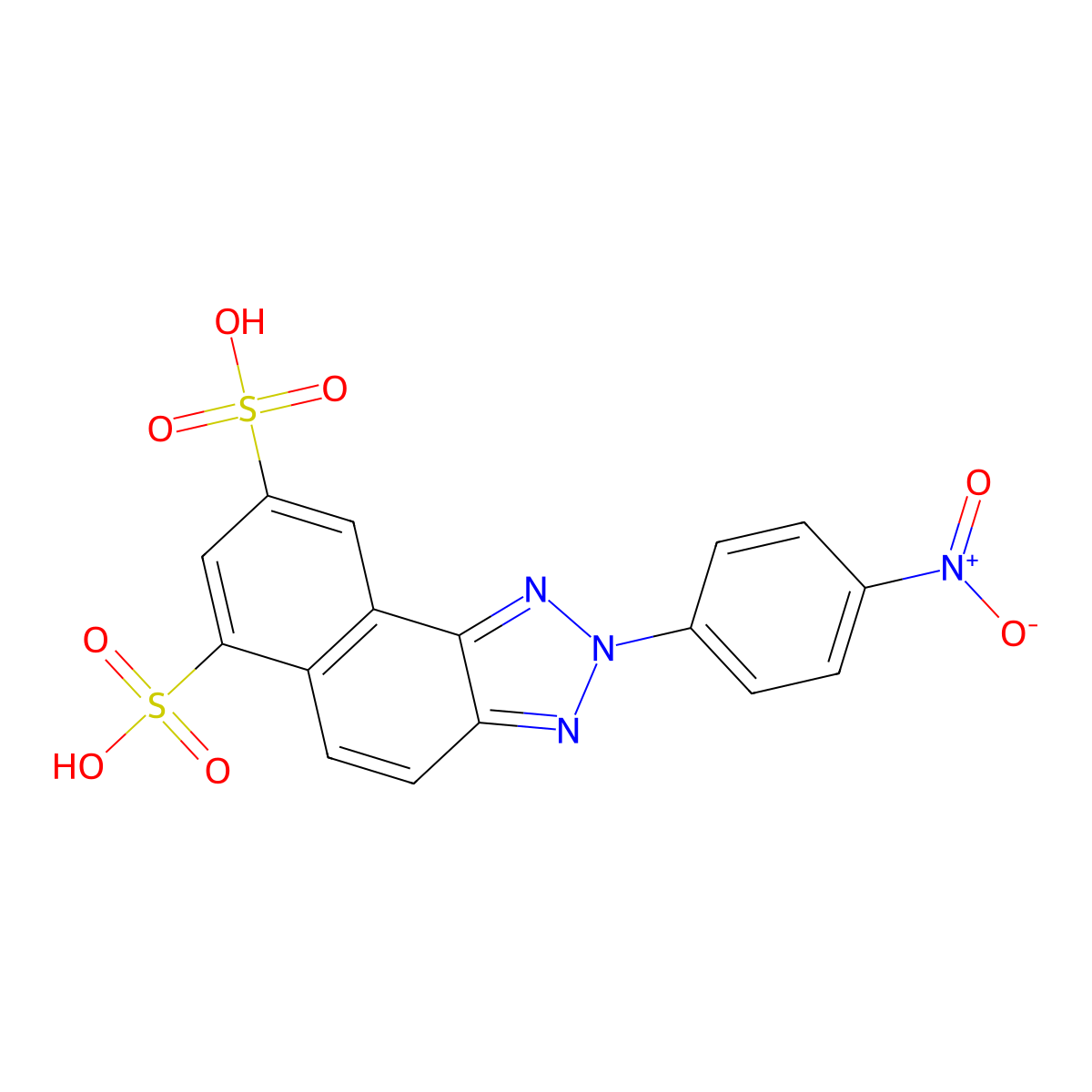 2H-Naphtho[1,2-d]triazole-6,8-disulfonic acid, 2-(4-nitrophenyl)- molecular structure, CAS 130-34-7