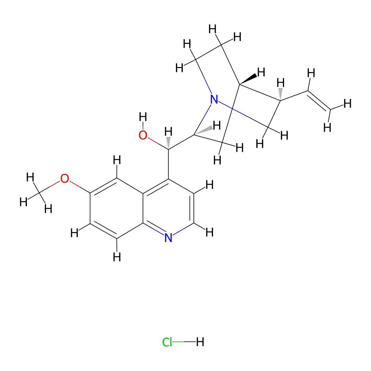Quinine Hydrochloride molecular structure, CAS 130-89-2