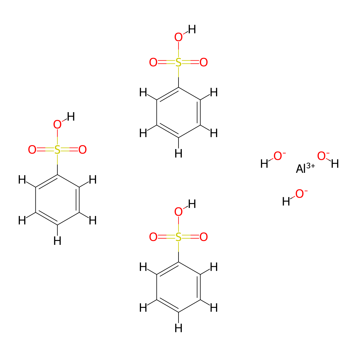 Benzenesulfonic acid, hydroxy-, aluminum salt (3:1) molecular structure, CAS 1300-35-2