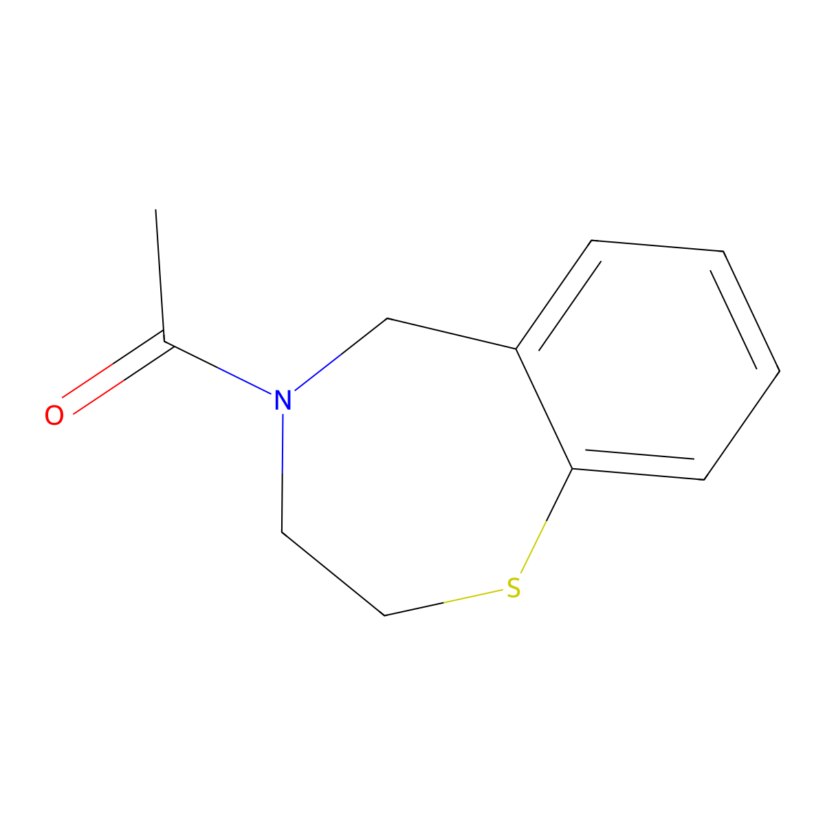 1-(2,3-Dihydro-1,4-benzothiazepin-4(5H)-yl)ethanone molecular structure, CAS 130000-25-8