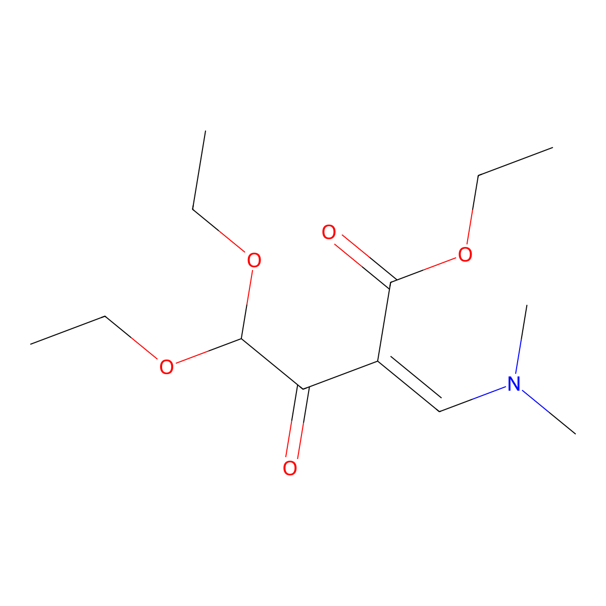 Ethyl 2-(dimethylaminomethylidene)-4,4-diethoxy-3-oxobutanoate molecular structure, CAS 1300022-26-7