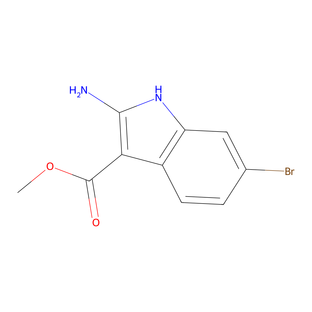 methyl 2-amino-6-bromo-1H-indole-3-carboxylate molecular structure, CAS 1300026-97-4