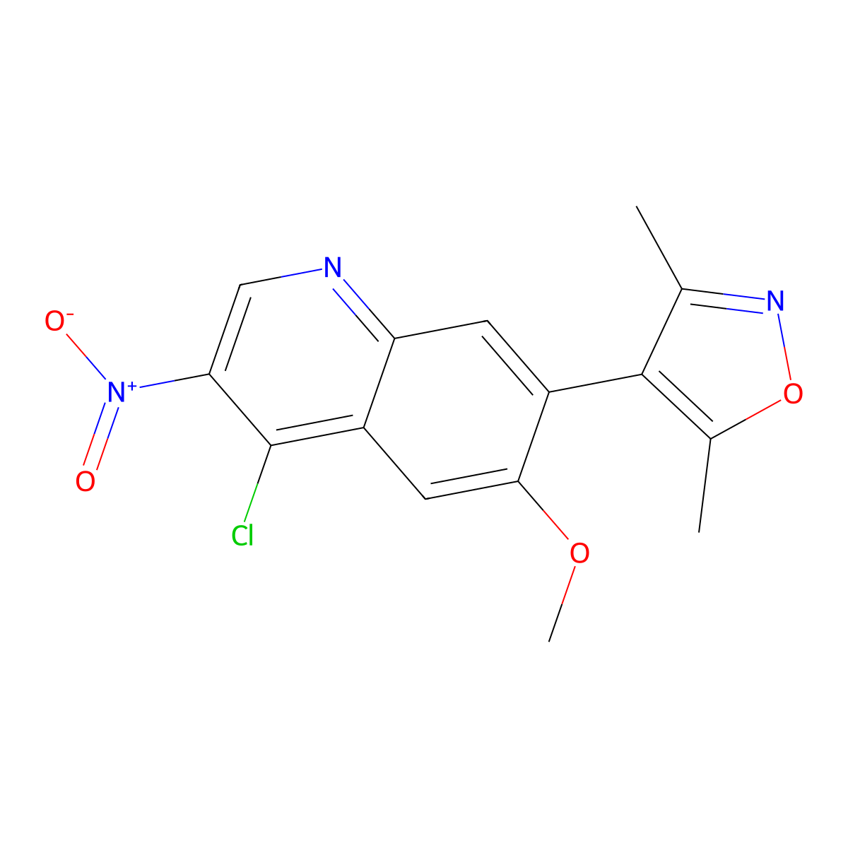 4-(4-Chloro-6-methoxy-3-nitroquinolin-7-yl)-3,5-dimethylisoxazole molecular structure, CAS 1300031-65-5