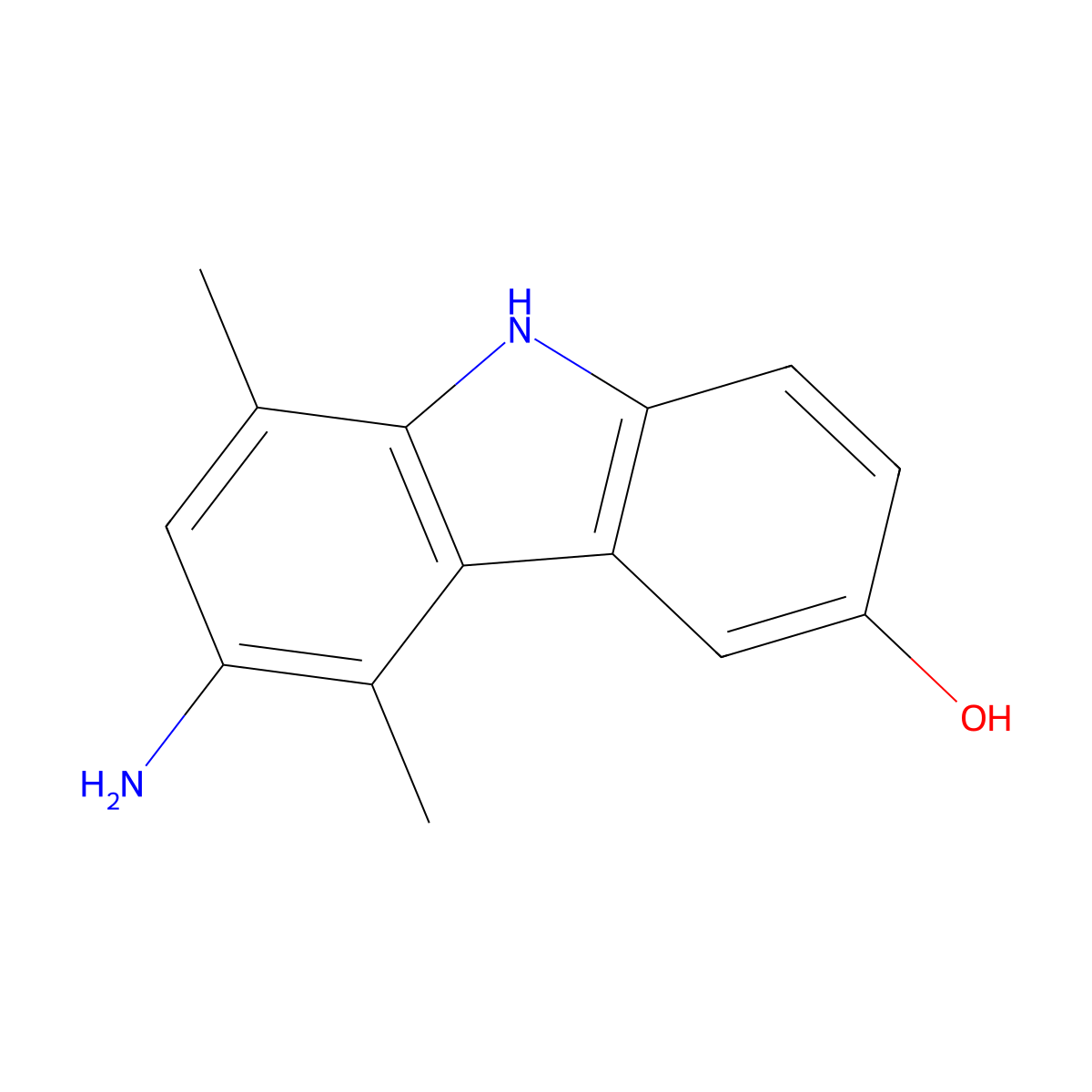 9H-Carbazol-3-ol, 6-amino-5,8-dimethyl- molecular structure, CAS 130005-62-8