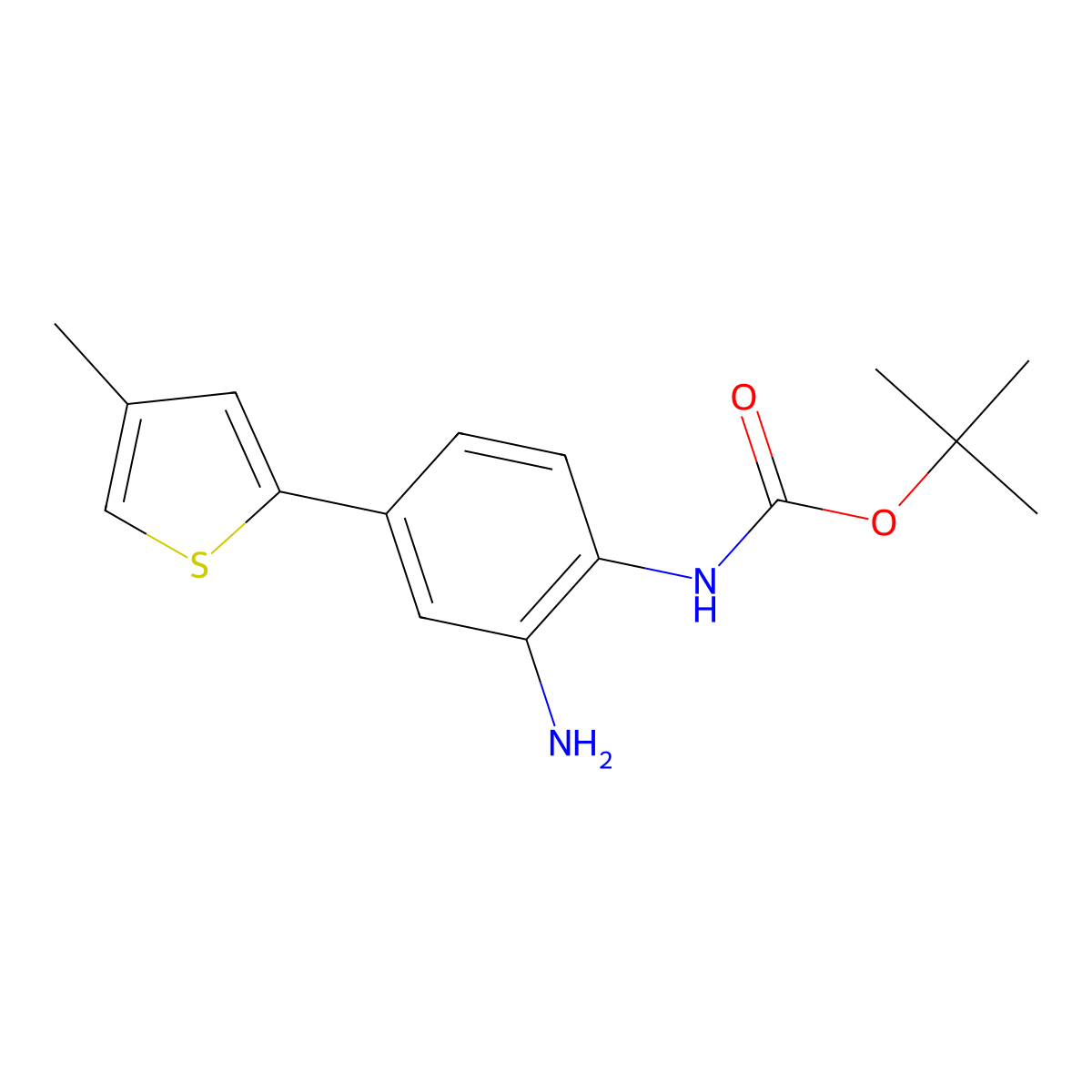 tert-butyl N-[2-amino-4-(4-methylthiophen-2-yl)phenyl]carbamate molecular structure, CAS 1300078-64-1