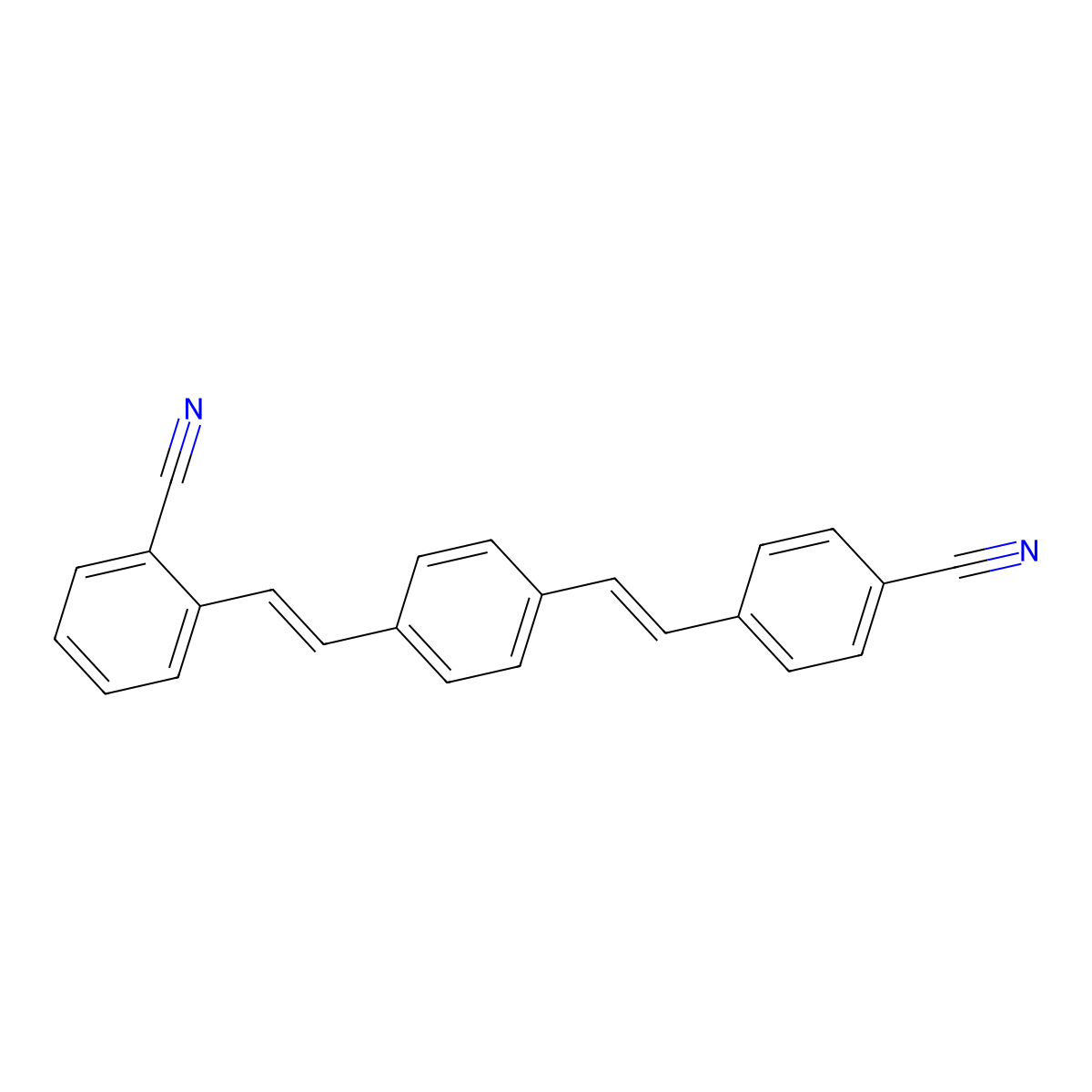 Benzonitrile, 2-[2-[4-[2-(4-cyanophenyl)ethenyl]phenyl]ethenyl]- molecular structure, CAS 13001-38-2