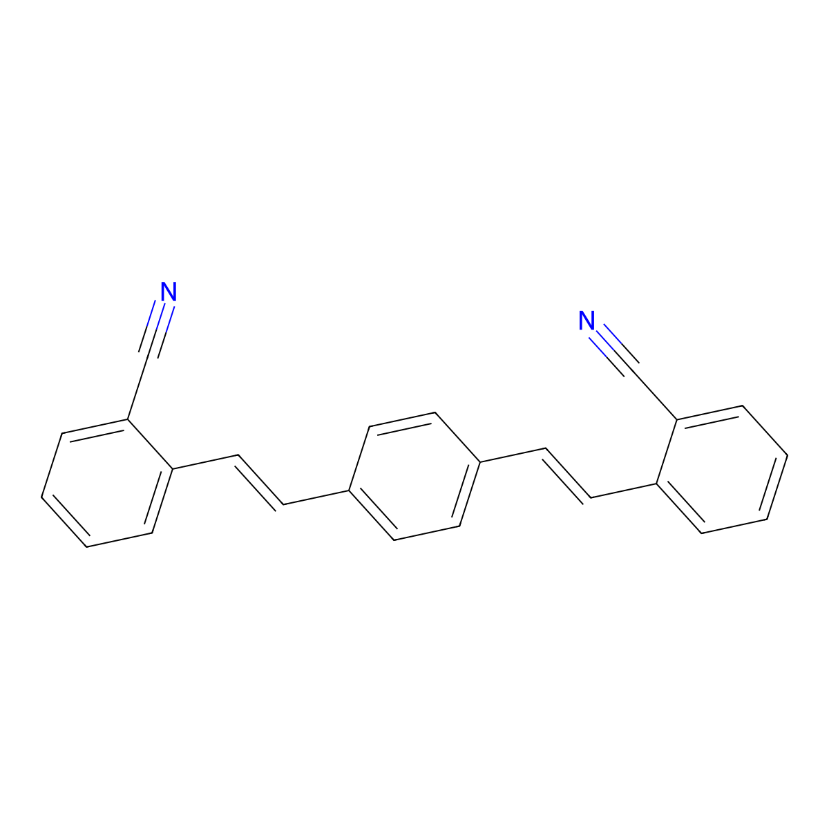 Benzonitrile, 2,2'-(1,4-phenylenedi-2,1-ethenediyl)bis- molecular structure, CAS 13001-39-3