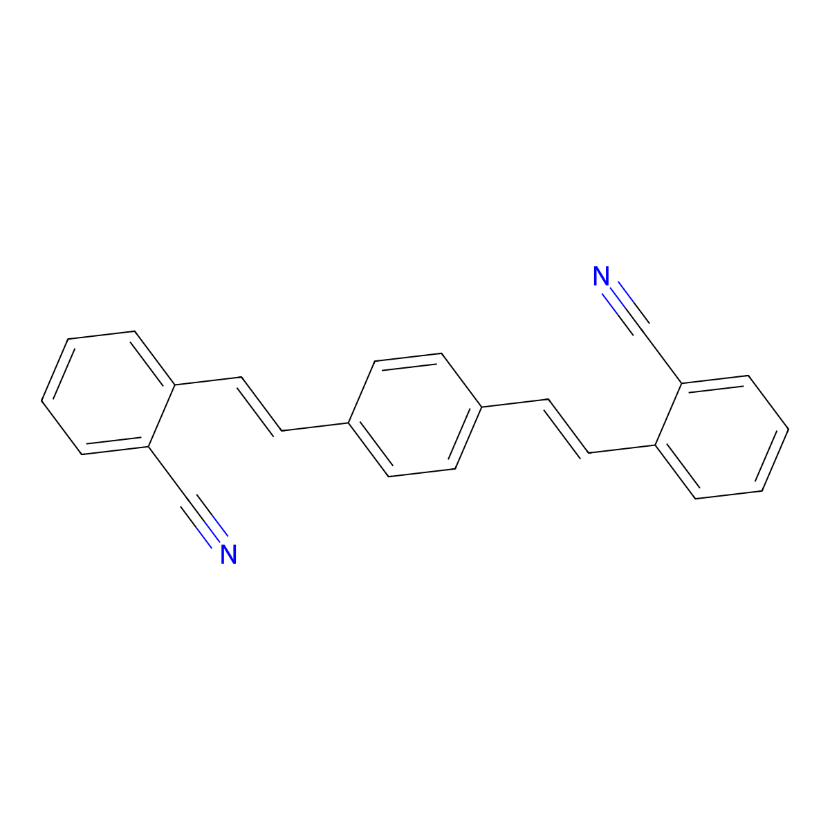 Benzonitrile, 2,2'-(1,4-phenylenedi-2,1-ethenediyl)bis- molecular structure, CAS 13001-39-3