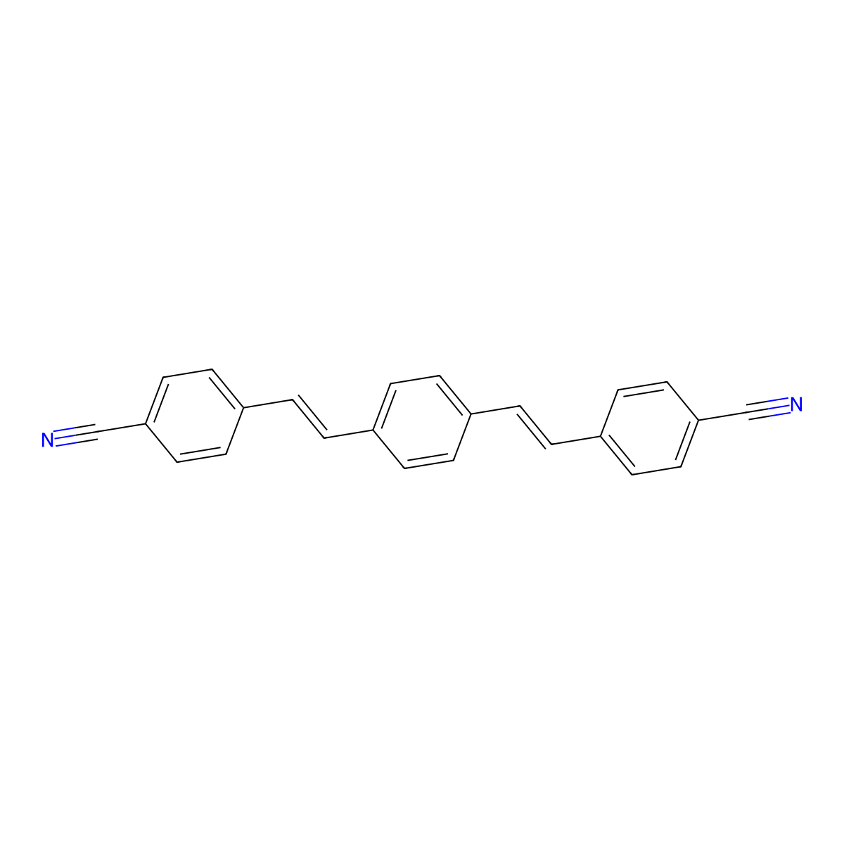 4,4'-(1,4-Phenylenedi-2,1-ethenediyl)bis[benzonitrile] molecular structure, CAS 13001-40-6