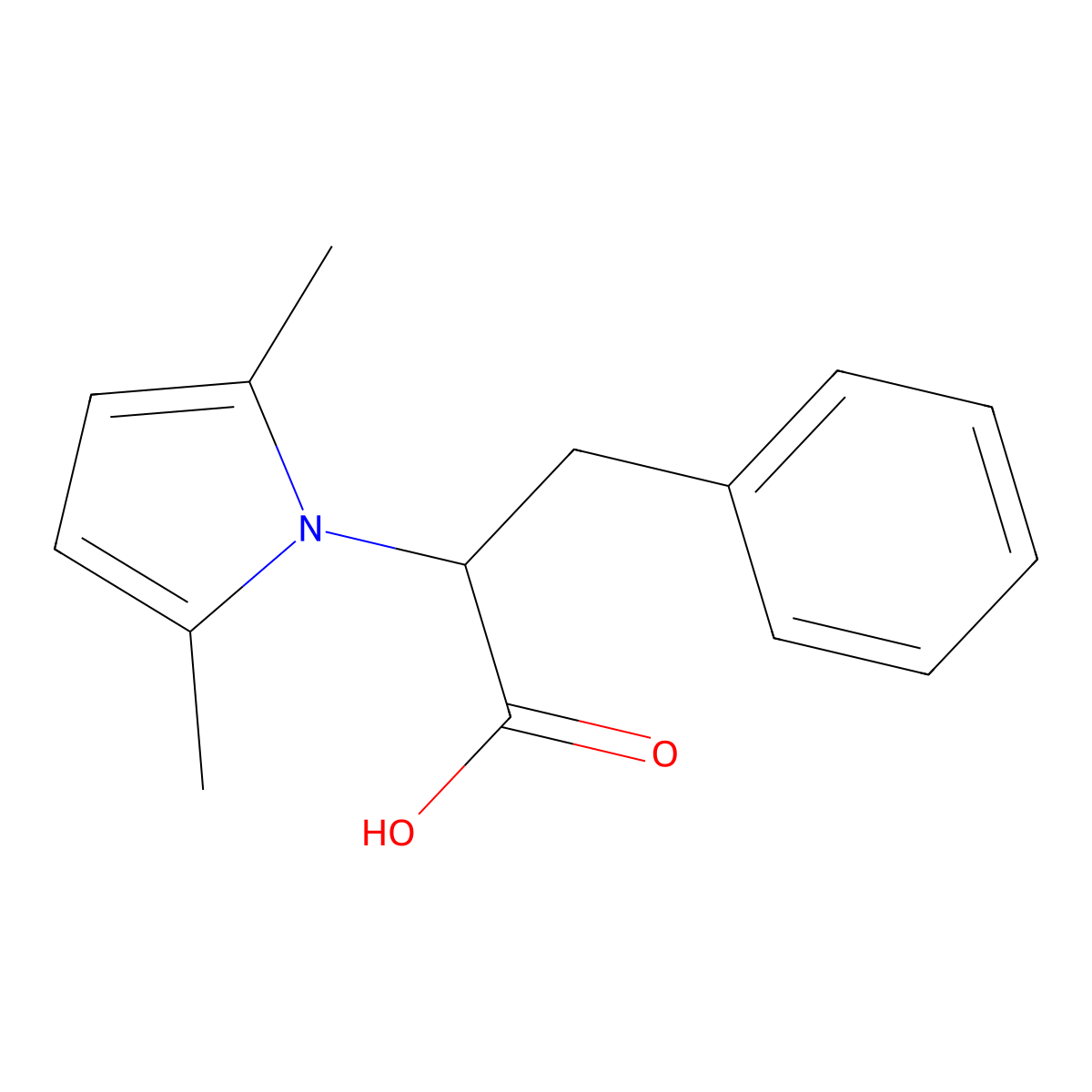 2-(2,5-dimethyl-1H-pyrrol-1-yl)-3-phenylpropanoic acid molecular structure, CAS 130016-75-0