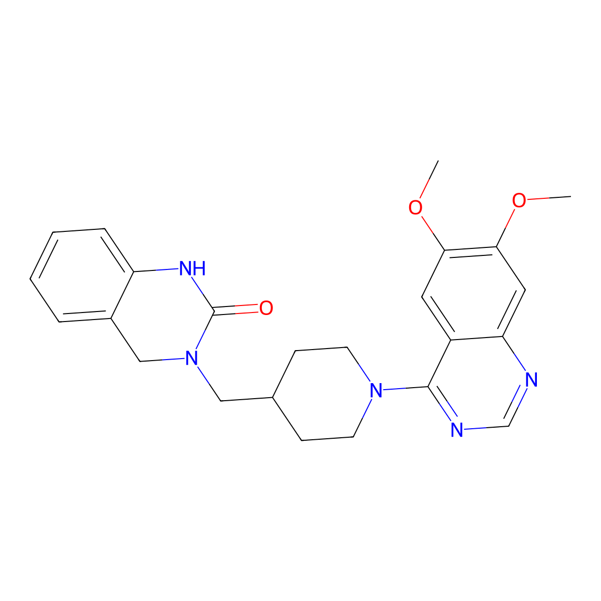 3-((1-(6,7-Dimethoxy-4-quinazolinyl)-4-piperidinyl)methyl)-3,4-dihydro-2(1H)-quinazolinone molecular structure, CAS 130017-40-2