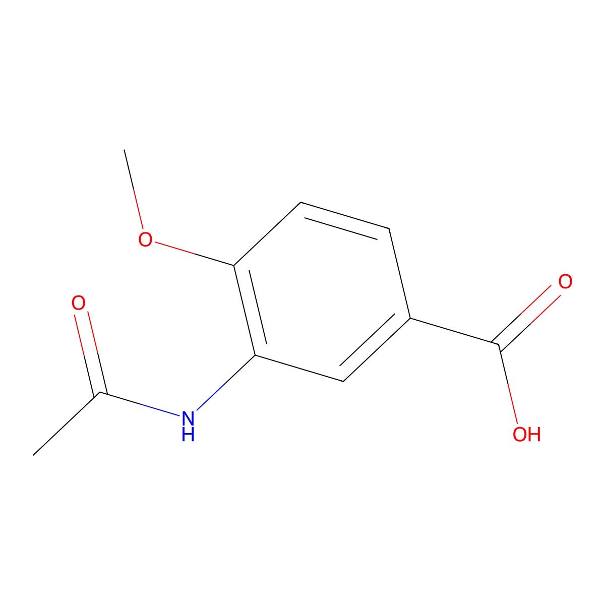 3-Acetamido-4-methoxybenzoic acid molecular structure, CAS 130017-51-5
