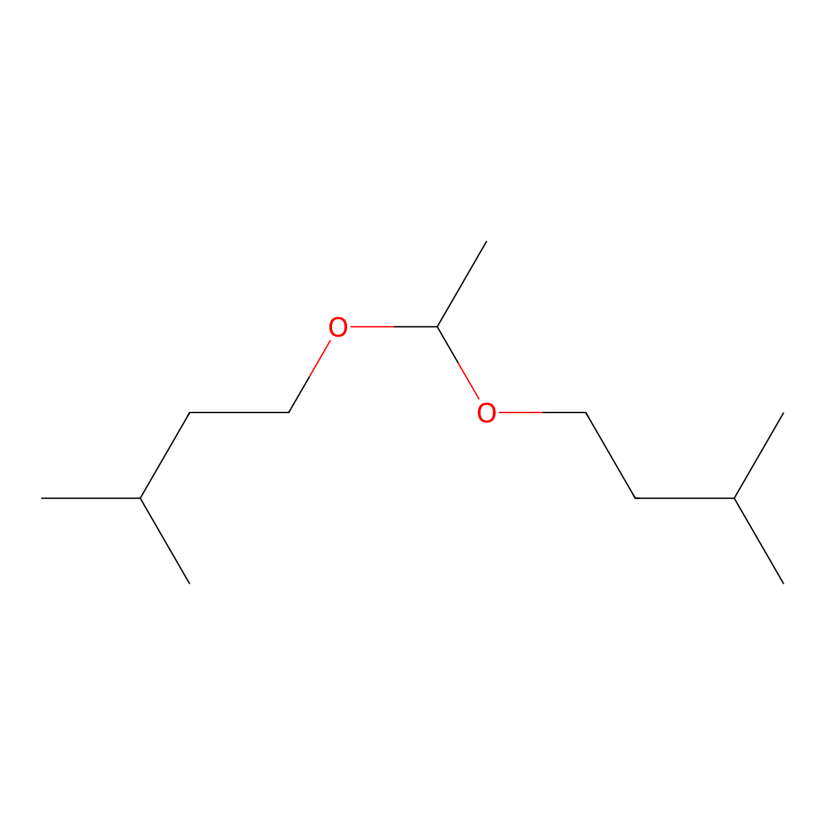 Acetaldehyde diisoamyl acetal molecular structure, CAS 13002-09-0