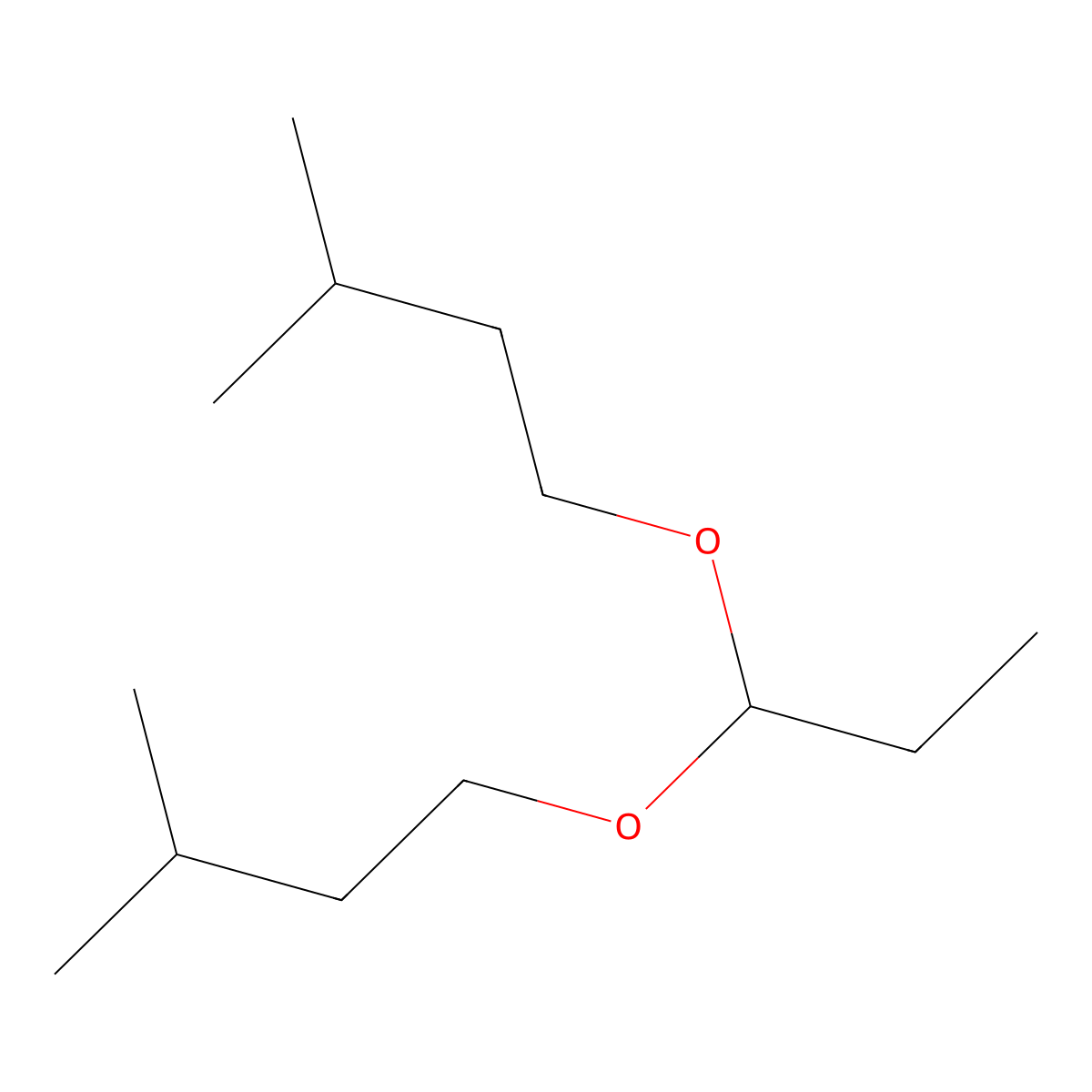 3-Methyl-1-[1-(3-methylbutoxy)propoxy]butane molecular structure, CAS 13002-13-6