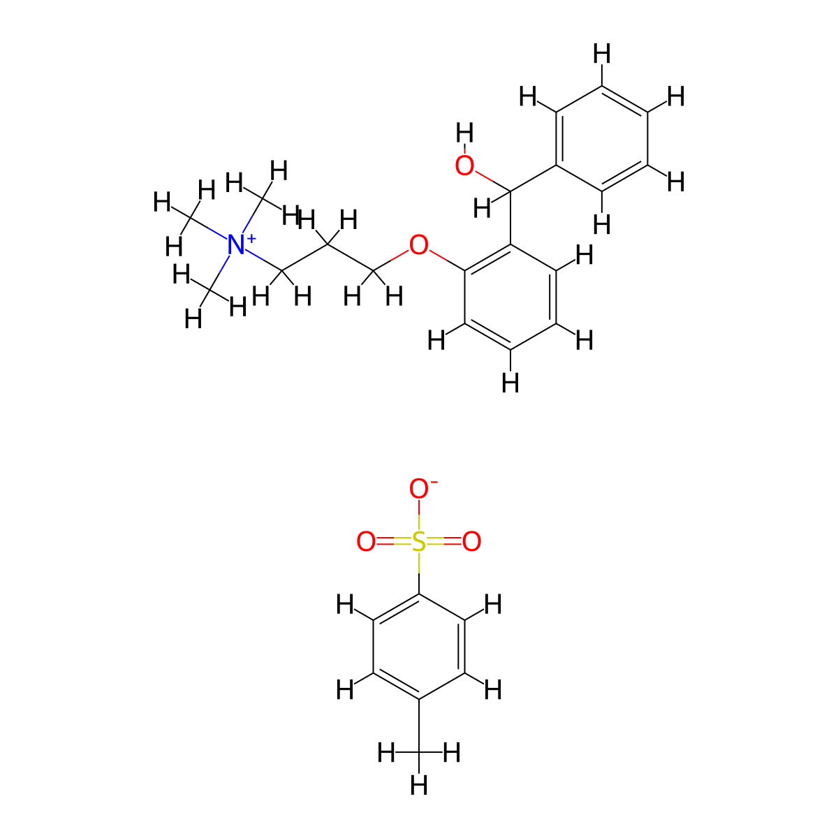 Ammonium, (3-(2-(alpha-hydroxybenzyl)phenoxy)propyl)trimethyl-, toluenesulfonate molecular structure, CAS 13002-43-2