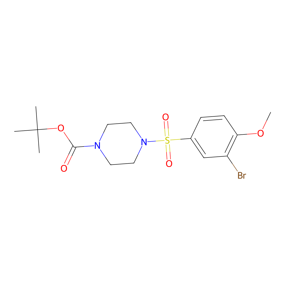 Tert-butyl 4-((3-bromo-4-methoxyphenyl)sulfonyl)piperazine-1-carboxylate molecular structure, CAS 1300254-46-9