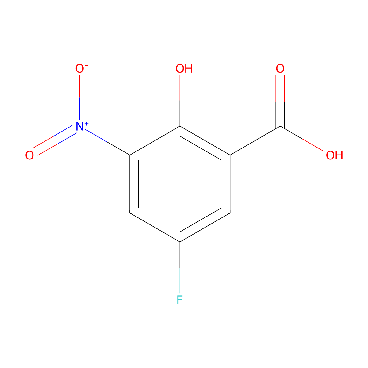 5-Fluoro-2-hydroxy-3-nitrobenzoic acid molecular structure, CAS 130046-91-2