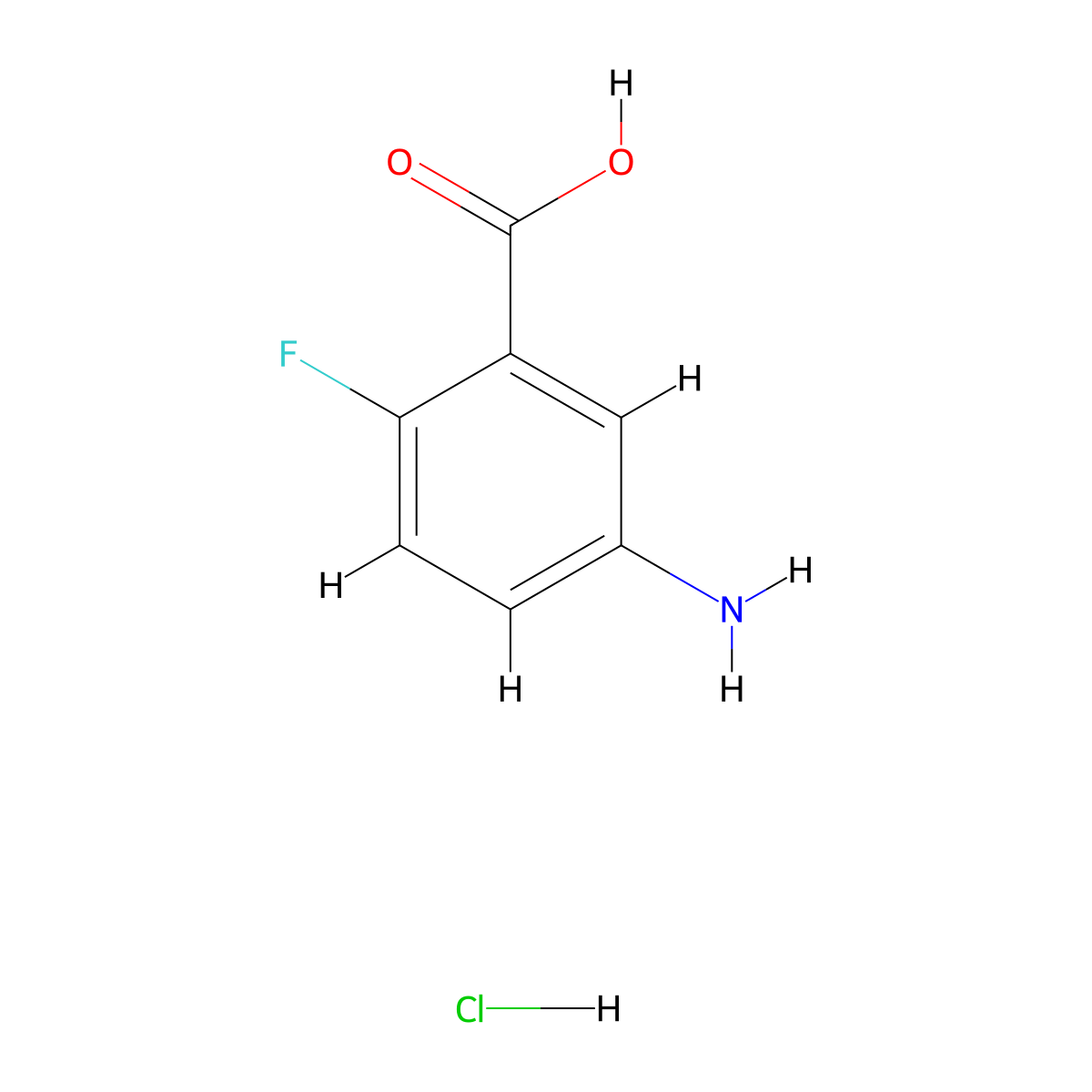 3-Amino-6-fluorobenzoic acid hydrochloride molecular structure, CAS 130047-15-3