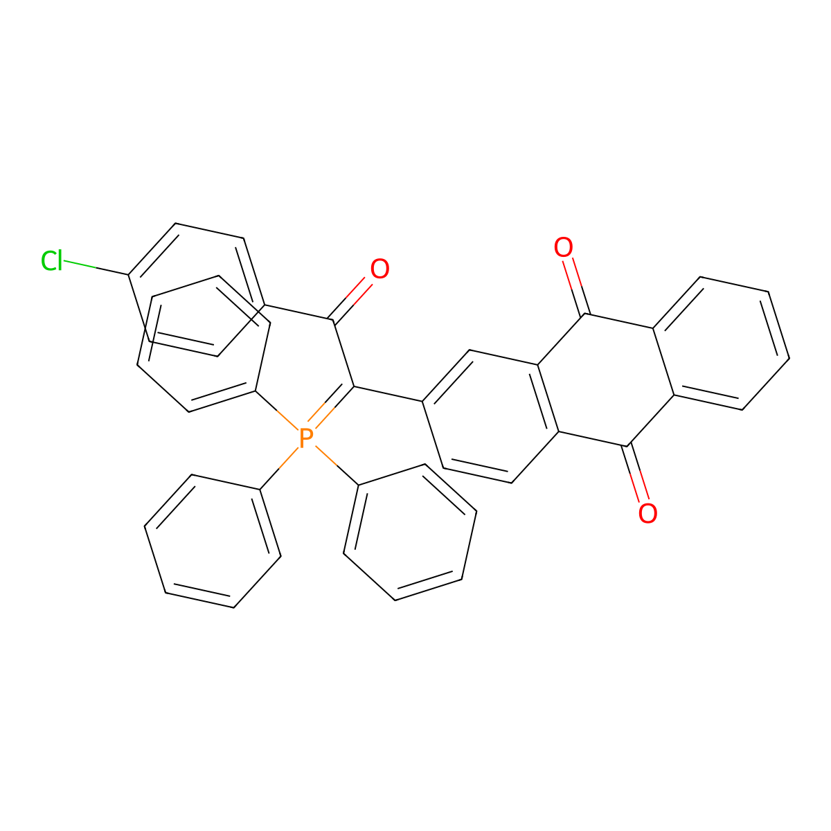 2-(2-(4-Chlorophenyl)-2-oxo-1-(triphenylphosphoranylidene)ethyl)anthracene-9,10-dione molecular structure, CAS 130049-23-9
