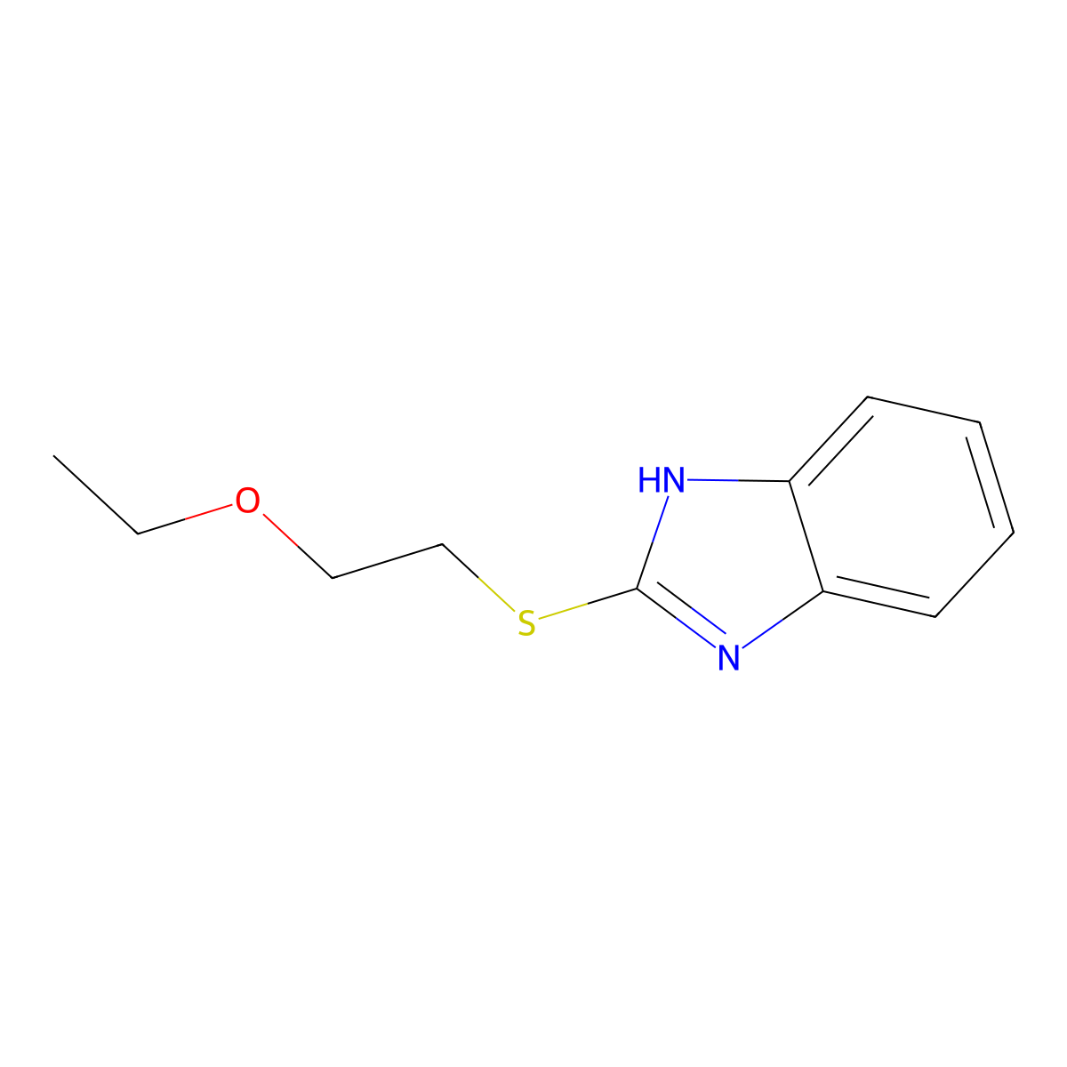 2-[(2-ethoxyethyl)sulfanyl]-1H-1,3-benzodiazole molecular structure, CAS 130049-70-6