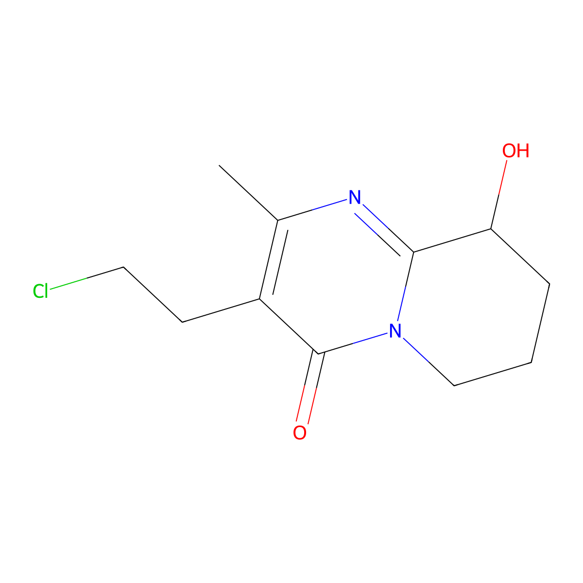 3-(2-chloroethyl)-6,7,8,9-tetrahydro-9-hydroxy-2-methyl-4H-pyrido(1,2-a)-pyrimidin-4-one molecular structure, CAS 130049-82-0