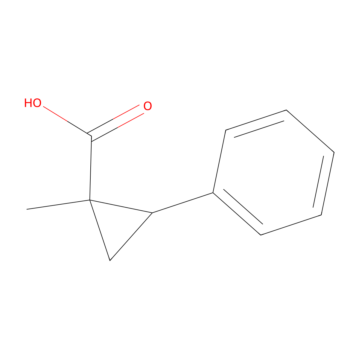 rac-(1R,2S)-1-methyl-2-phenylcyclopropane-1-carboxylic acid molecular structure, CAS 13005-22-6