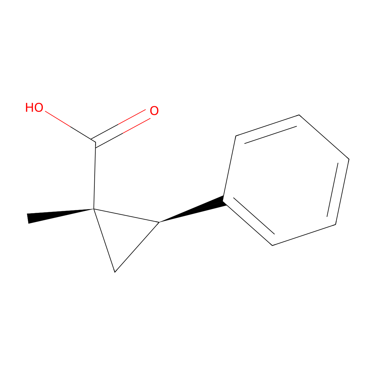 rac-(1R,2S)-1-methyl-2-phenylcyclopropane-1-carboxylic acid molecular structure, CAS 13005-22-6