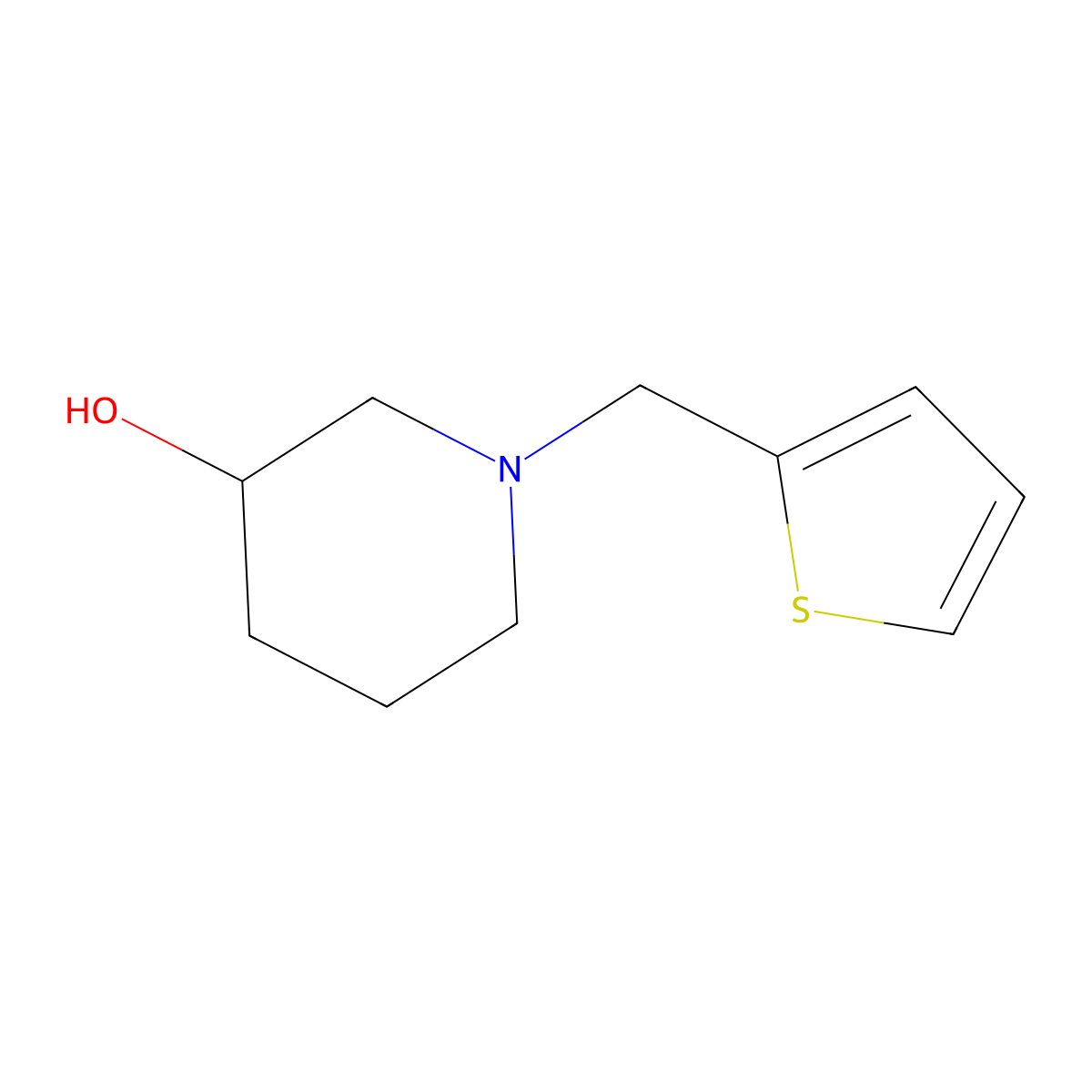 1-(Thiophen-2-ylmethyl)piperidin-3-ol molecular structure, CAS 130054-57-8