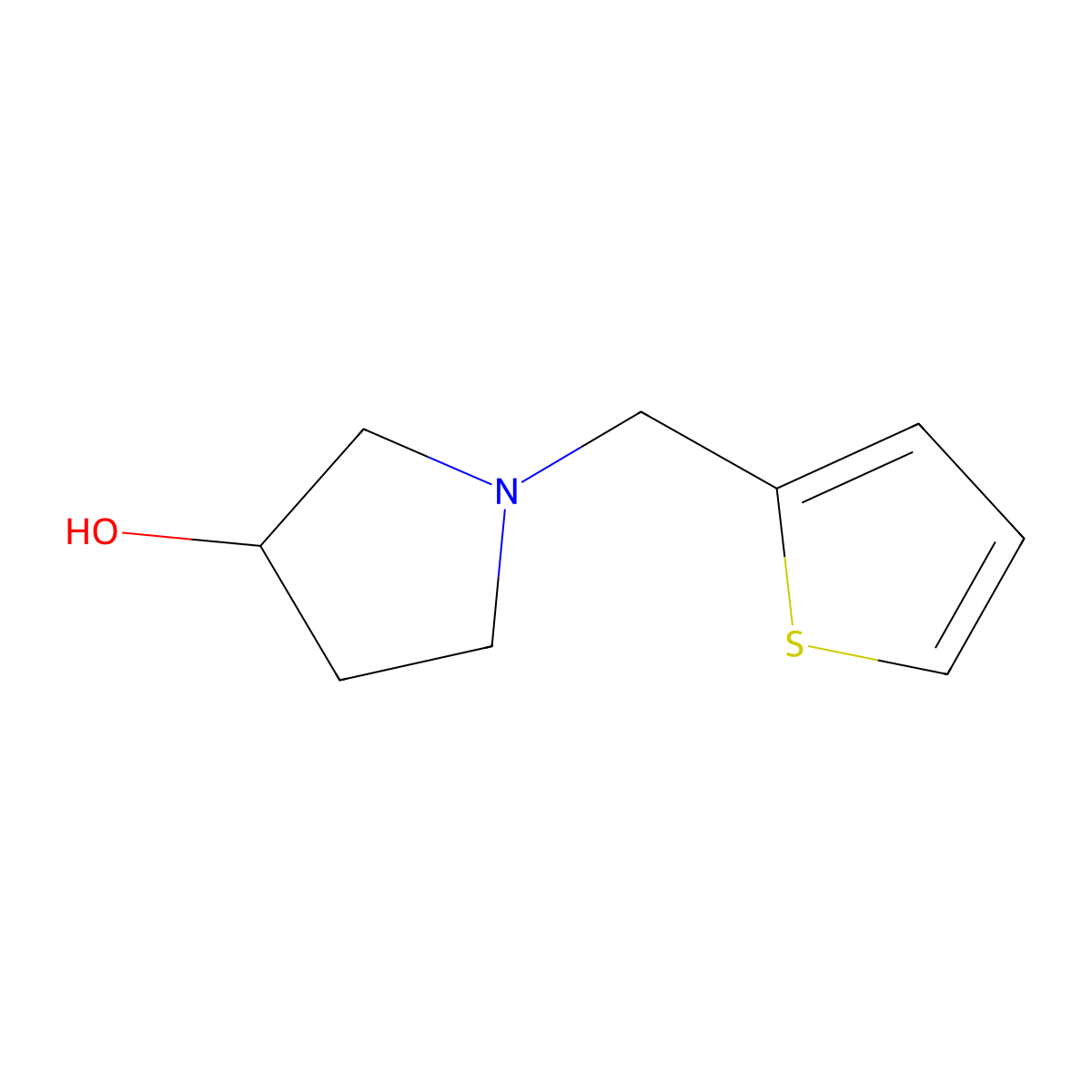 1-(Thiophen-2-ylmethyl)pyrrolidin-3-ol molecular structure, CAS 130054-58-9