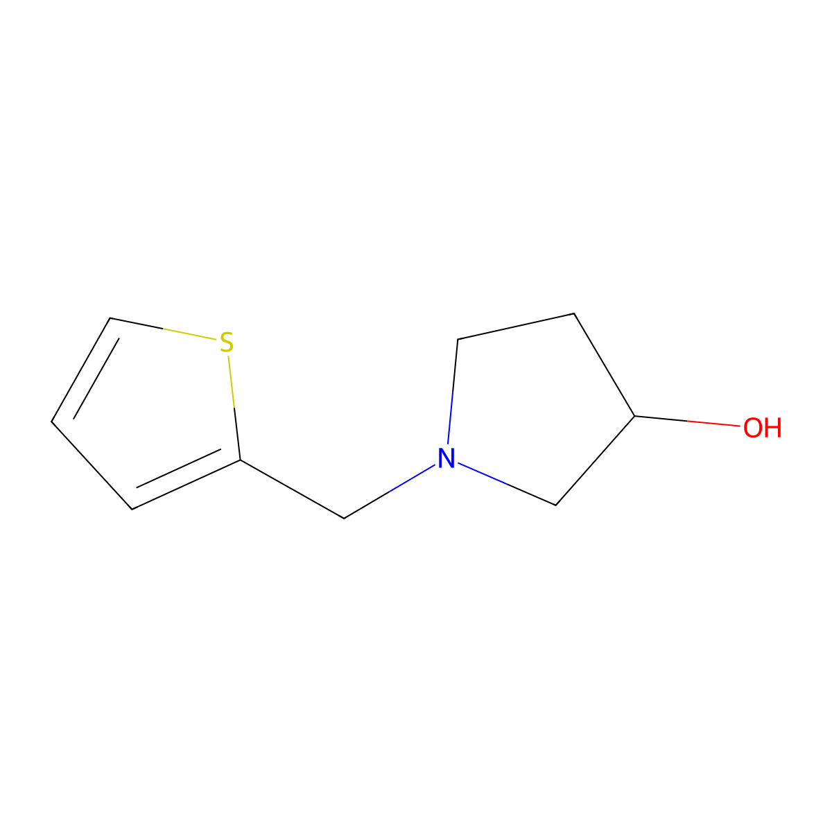 1-(Thiophen-2-ylmethyl)pyrrolidin-3-ol molecular structure, CAS 130054-58-9