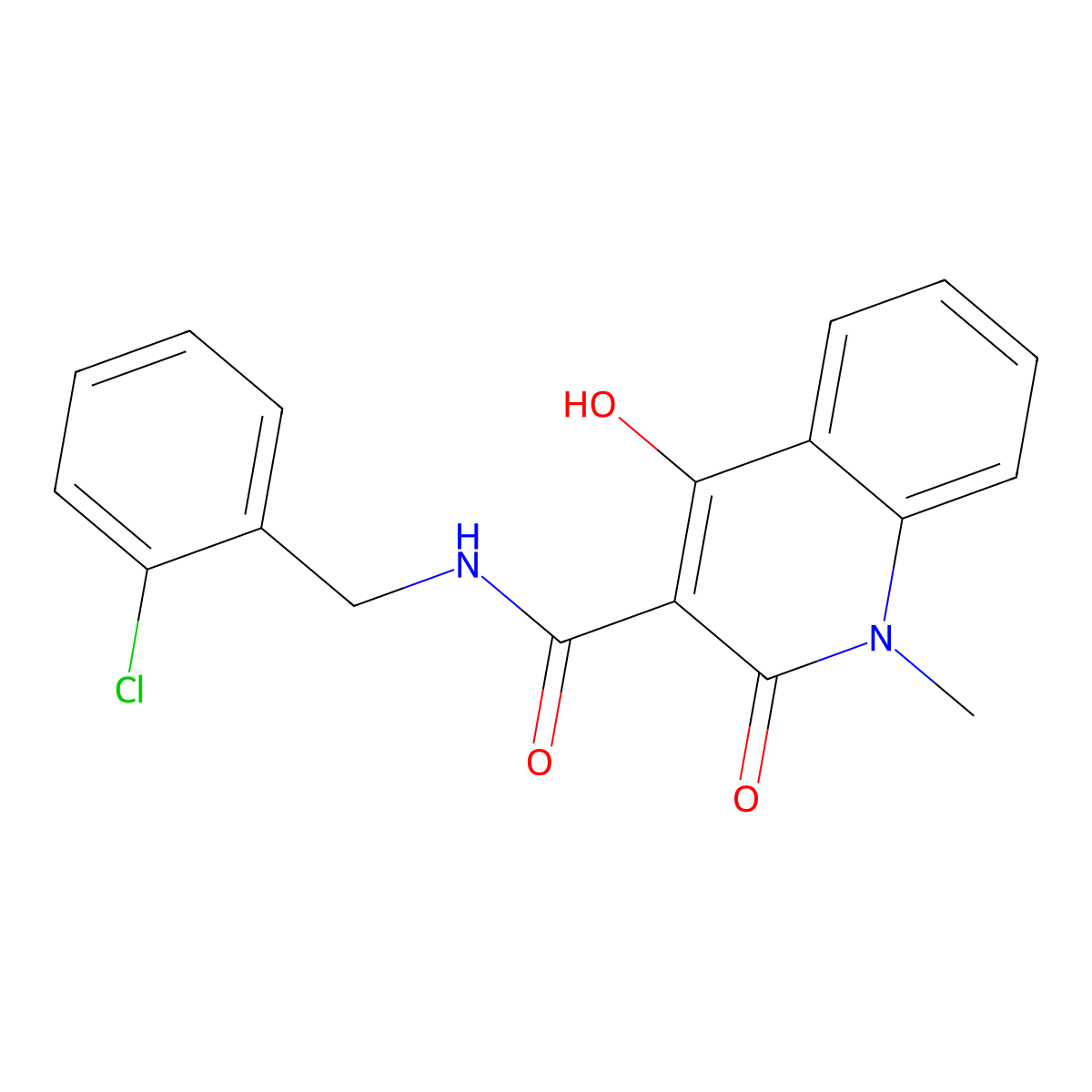 N-[(2-chlorophenyl)methyl]-4-hydroxy-1-methyl-2-oxoquinoline-3-carboxamide molecular structure, CAS 130058-19-4