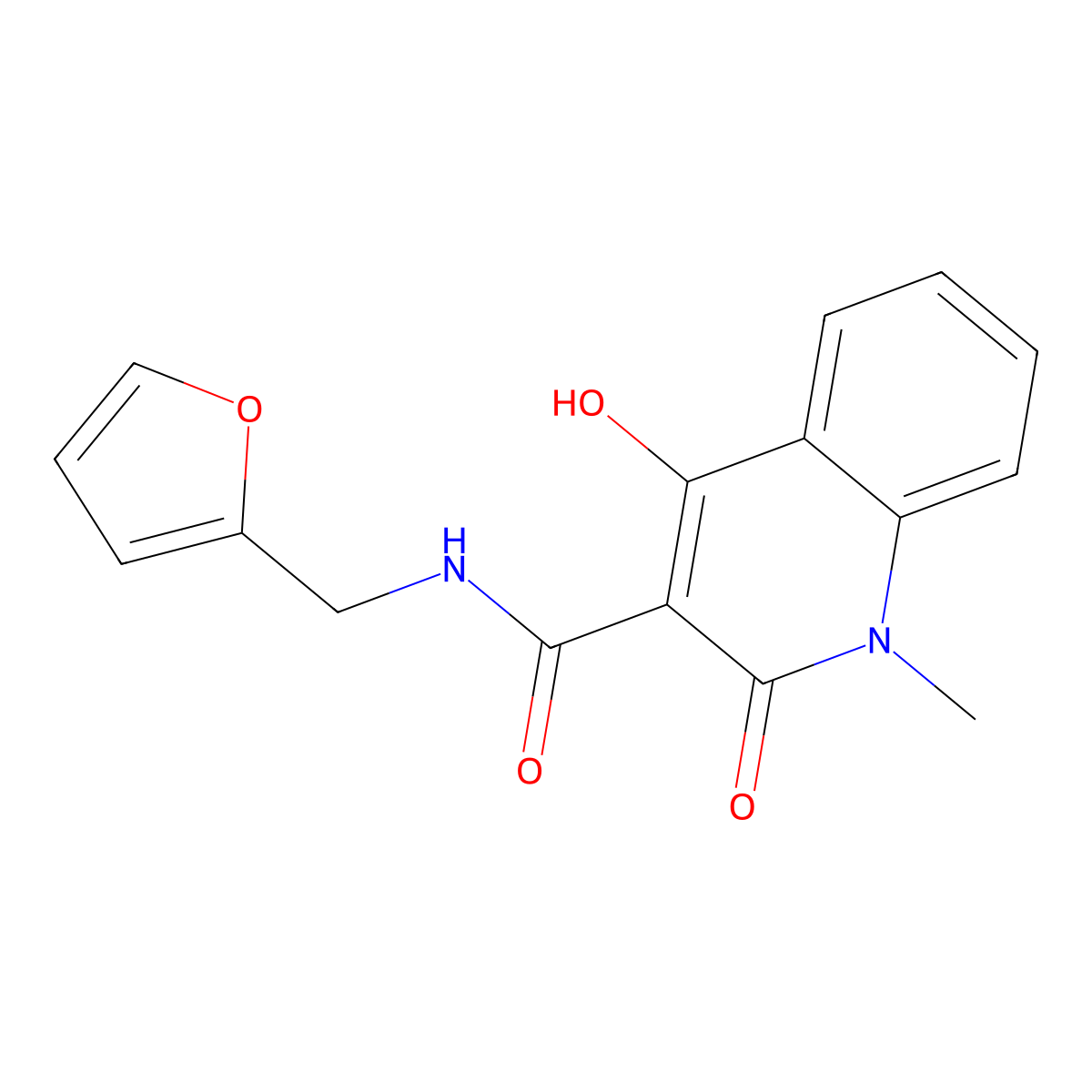 N-(furan-2-ylmethyl)-4-hydroxy-1-methyl-2-oxo-1,2-dihydroquinoline-3-carboxamide molecular structure, CAS 130058-21-8