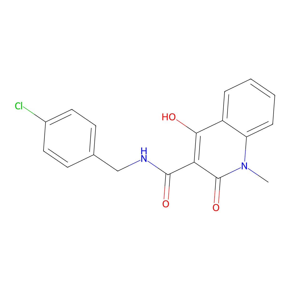 N-(4-chlorobenzyl)-4-hydroxy-1-methyl-2-oxo-1,2-dihydroquinoline-3-carboxamide molecular structure, CAS 130058-29-6