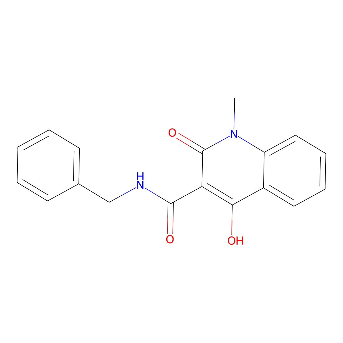 N-benzyl-4-hydroxy-1-methyl-2-oxo-1,2-dihydroquinoline-3-carboxamide molecular structure, CAS 130058-34-3
